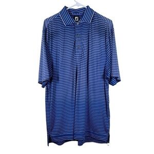 Men's Blue White Fade Color Block Golf Performance Polo Shirt Size Med EUC #0659